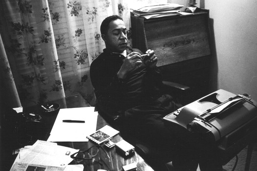 Alex Haley at typewriter